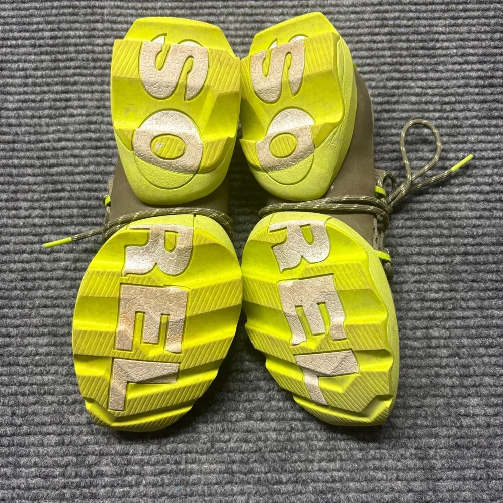 Sorel Kinetic Impact Lace Sneaker Sage Neon Yellow Mesh Shoe NL4073-365 Womens 8